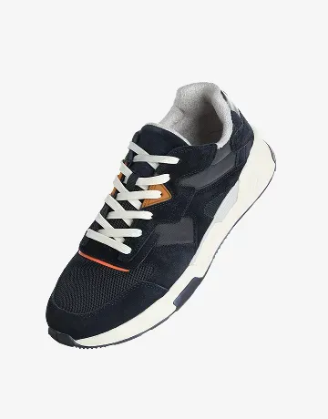 Retro Athletic Sneakers - Navy Blue & Grey